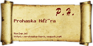 Prohaska Héra névjegykártya